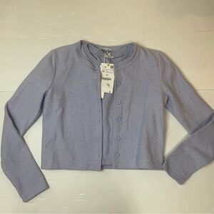 Zara Two Piece Set Lavender Cropped Cardigan & Short Sleeve Top Size M